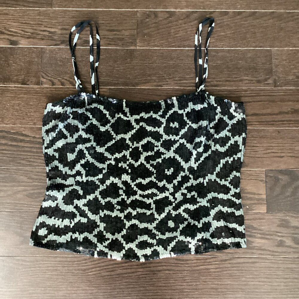 Carlisle Silver and Black Sequins Camisole - sz 2